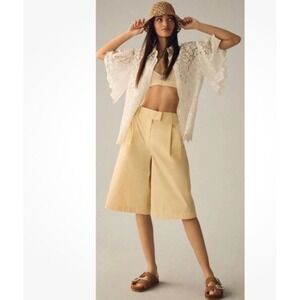 Anthropologie Exquise Pleated‎ Cropped Crop Trousers Pants XS